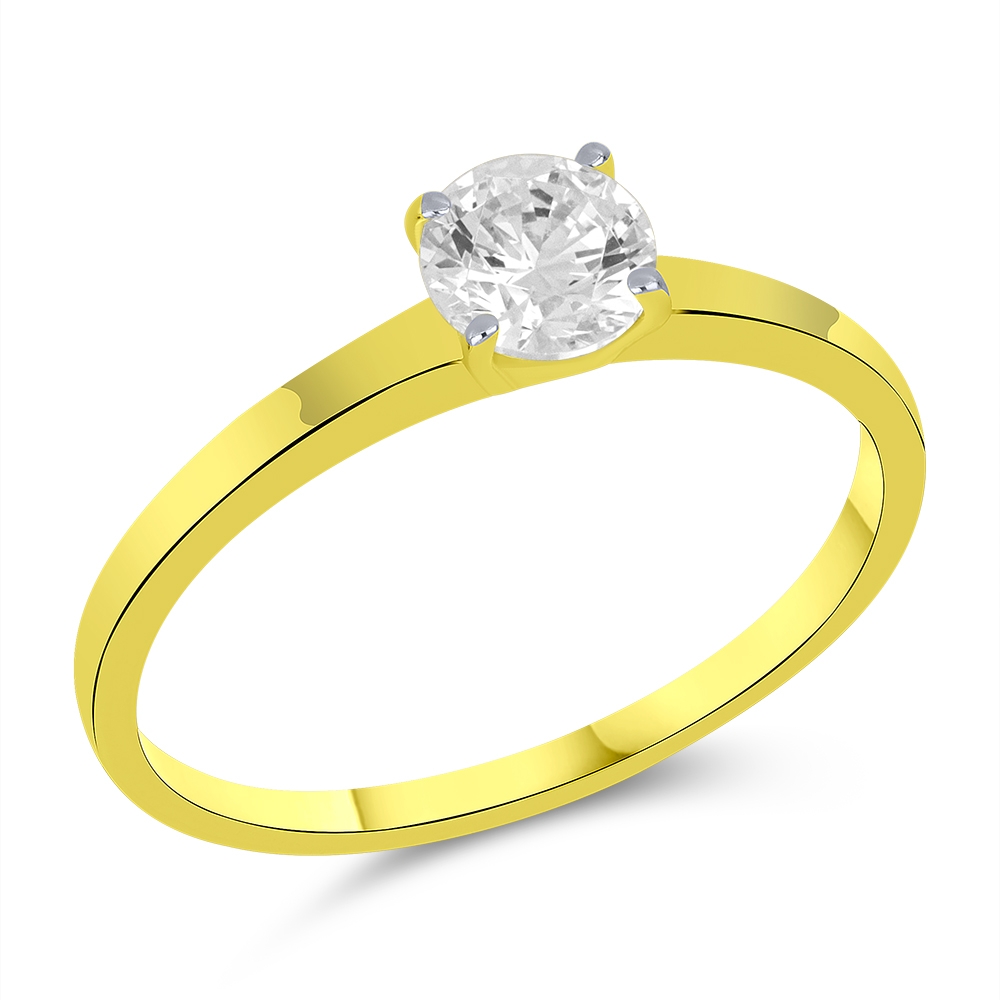 Prsteň zo žltého zlata s kameňmi SYN ZIRKÓN 5A- BIELY