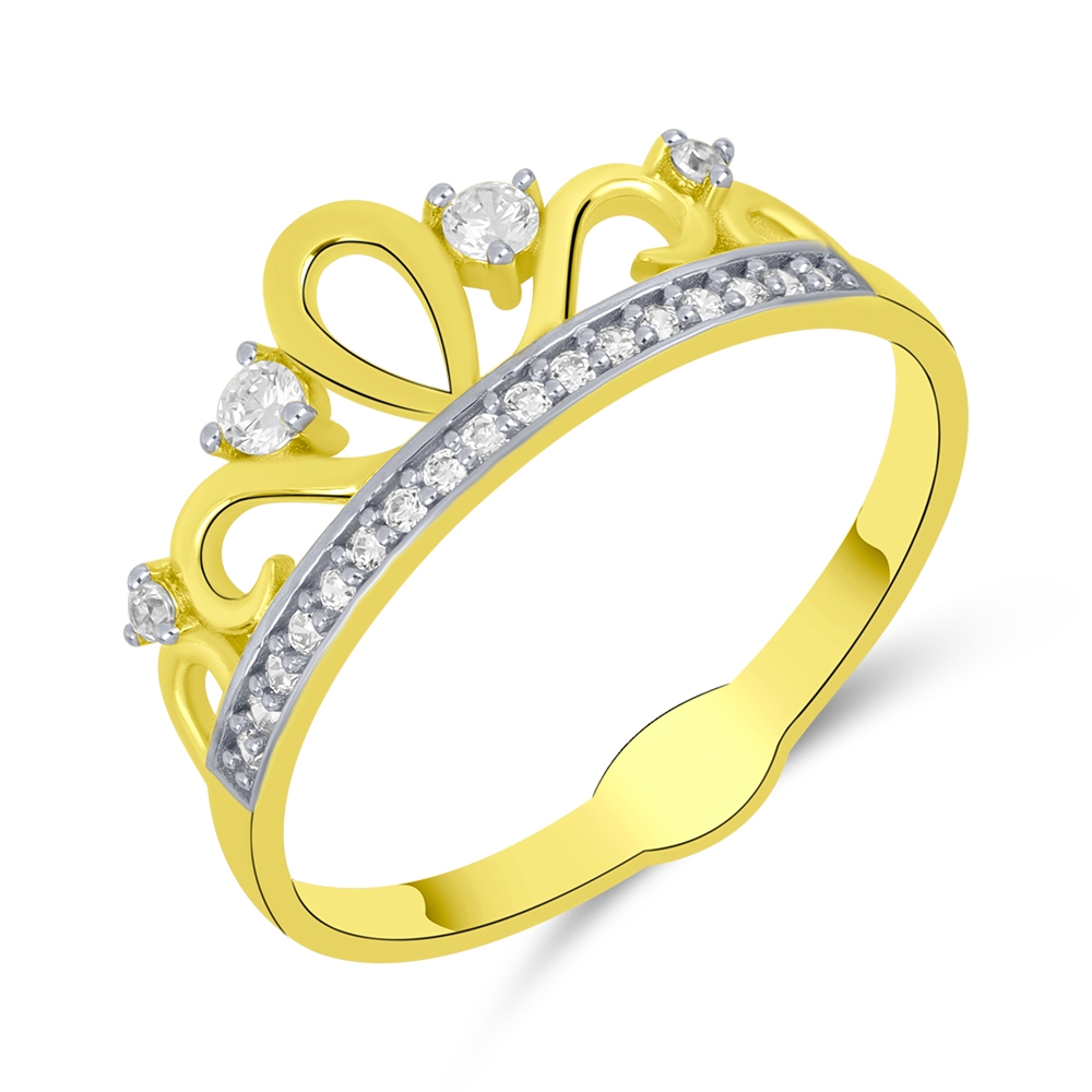 Prsteň zo žltého zlata s kameňmi SYN ZIRKÓN 5A- BIELY