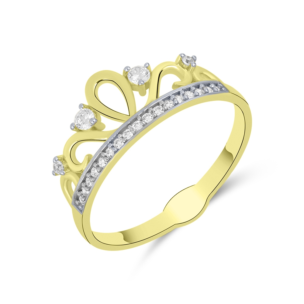 Prsteň z zlata žltá s kameňmi Bezfarebný kubický zirkón