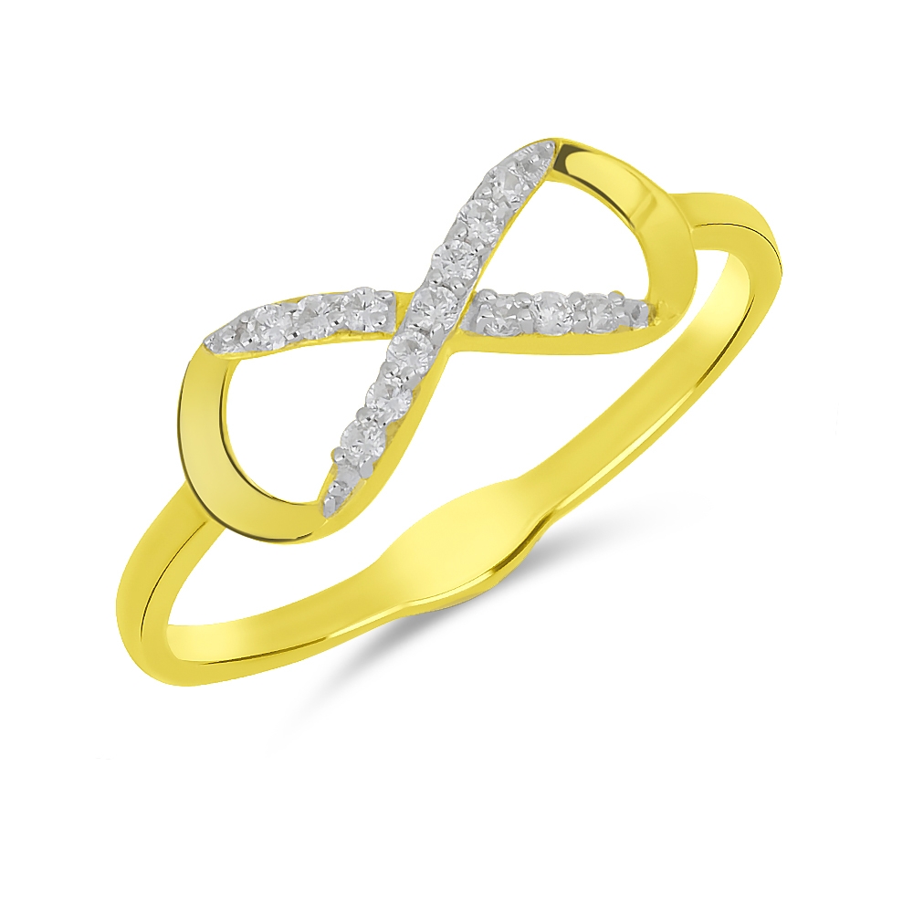 Prsteň zo žltého zlata s kameňmi SYN ZIRKÓN 5A- BIELY