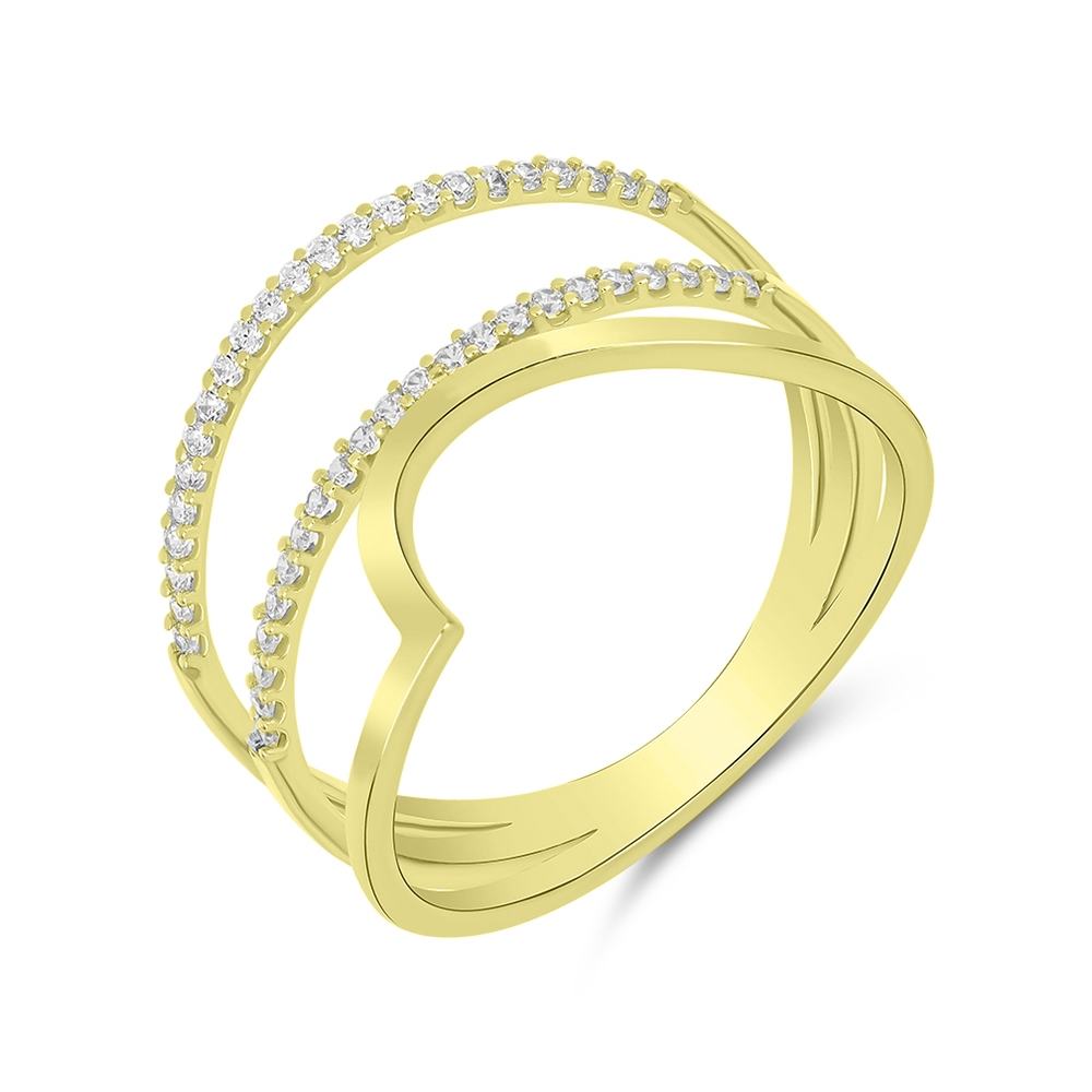 Prsteň z zlata žltá s kameňmi Bezfarebný kubický zirkón