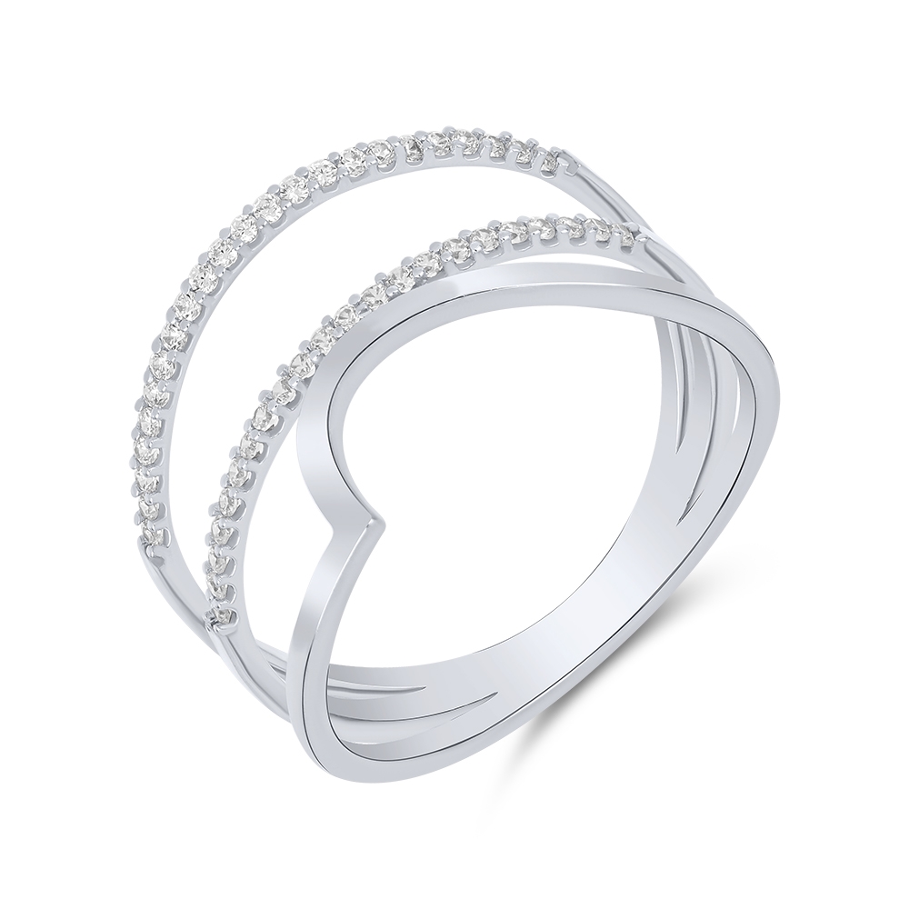 Prsteň z bieleho zlata s kameňmi SYN ZIRKÓN 5A- BIELY