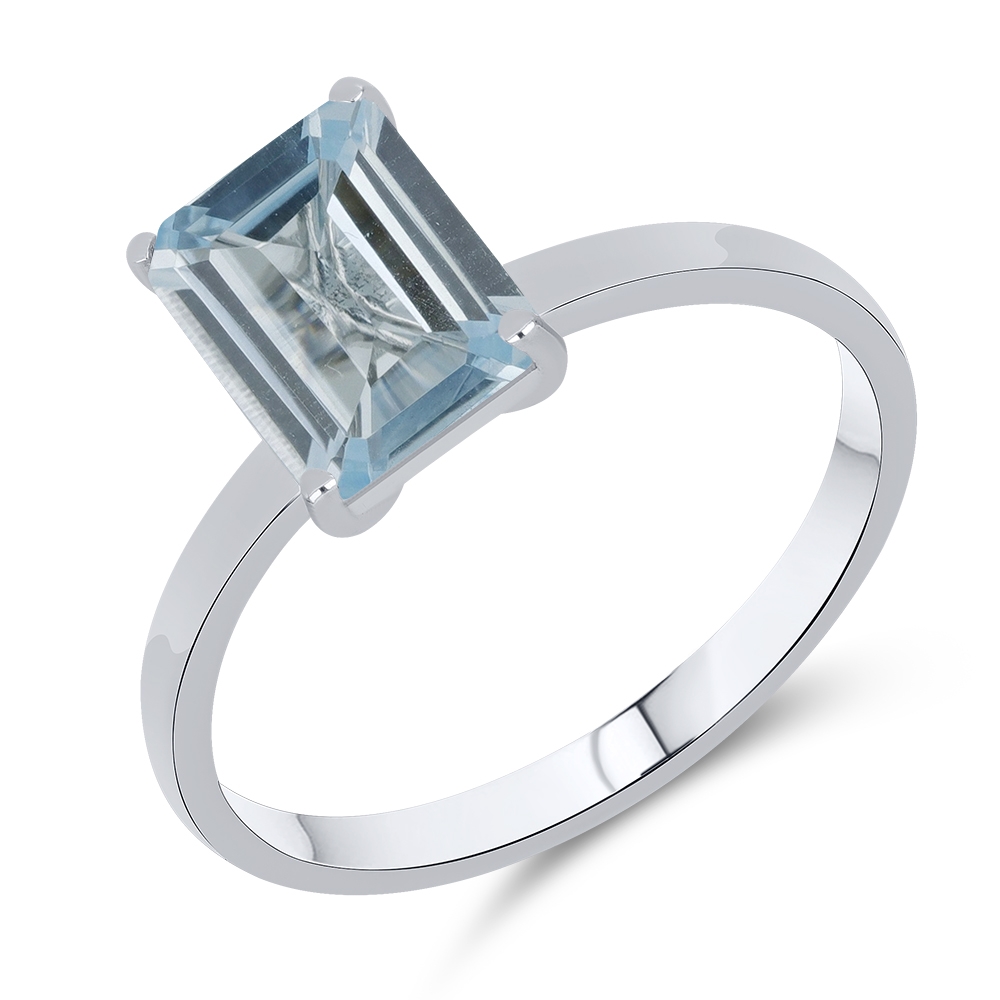Prsteň z bieleho zlata s kameňmi SKY BLUE TOPÁS