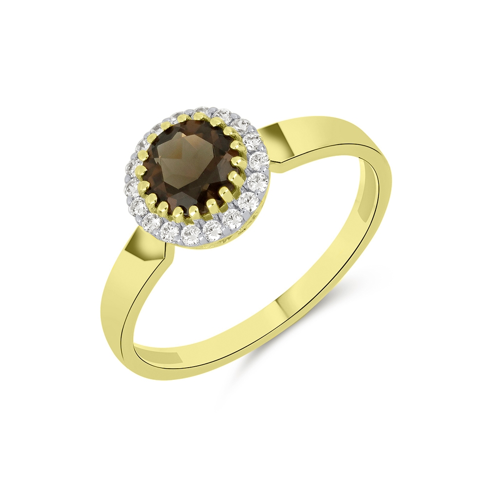 Zlatý prsteň so záhnedou a kubickým zirkónom