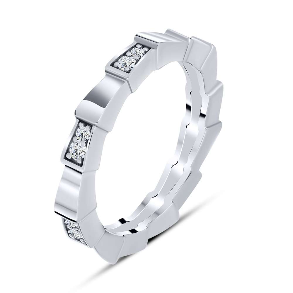 Prsteň  zo striebra s kameňmi SYN ZIRKÓN 5A- BIELY