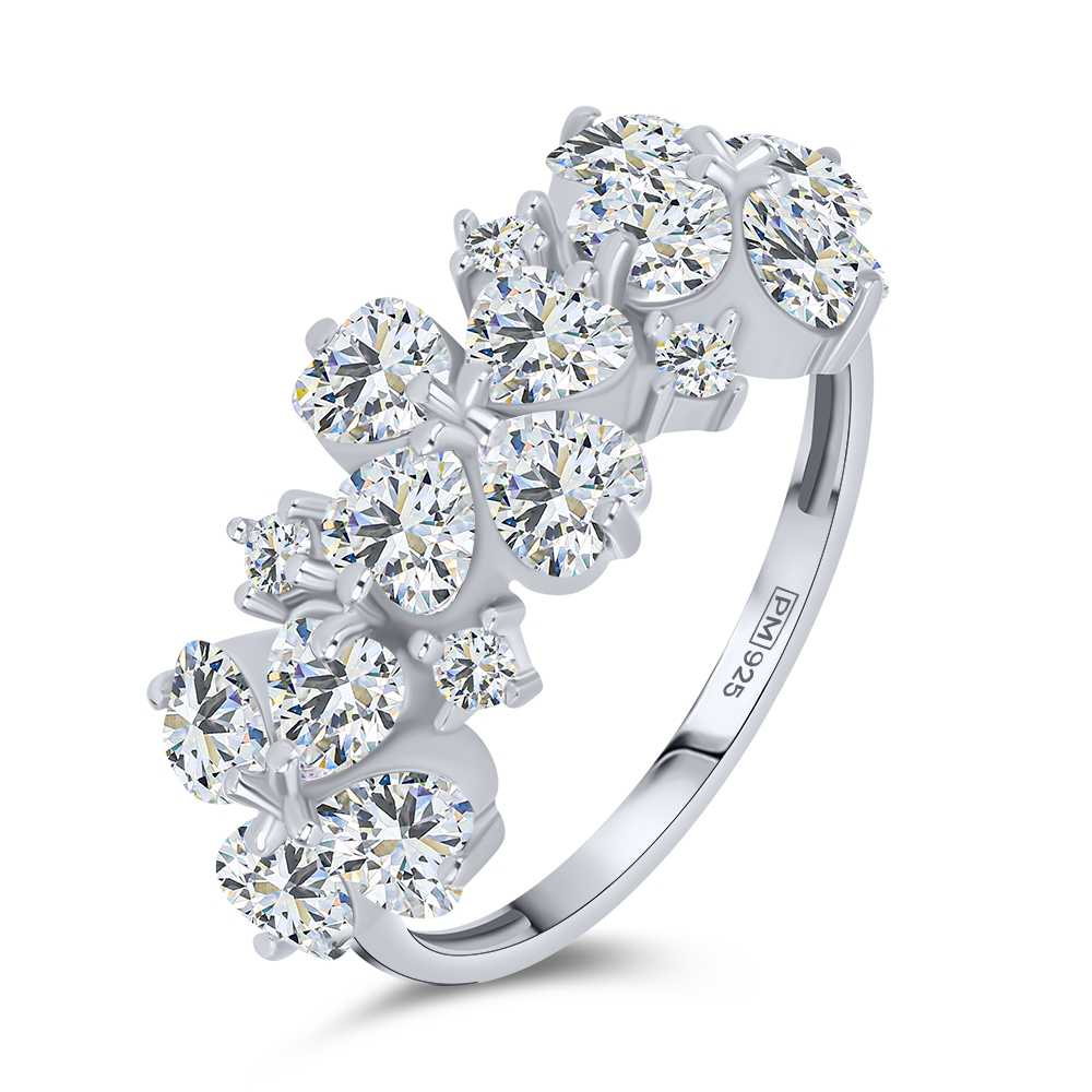 Prsteň  zo striebra s kameňmi SYN ZIRKÓN 5A- BIELY