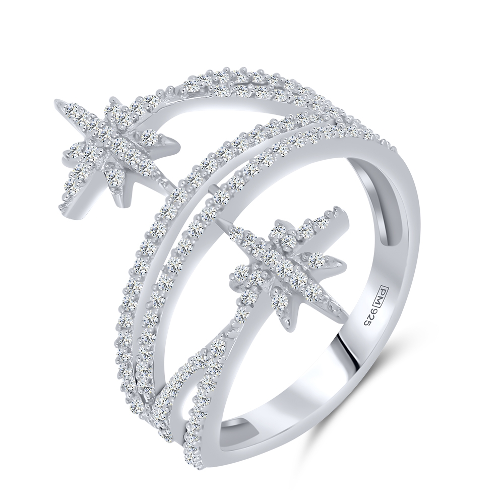 Prsteň  zo striebra s kameňmi SYN ZIRKÓN 5A- BIELY