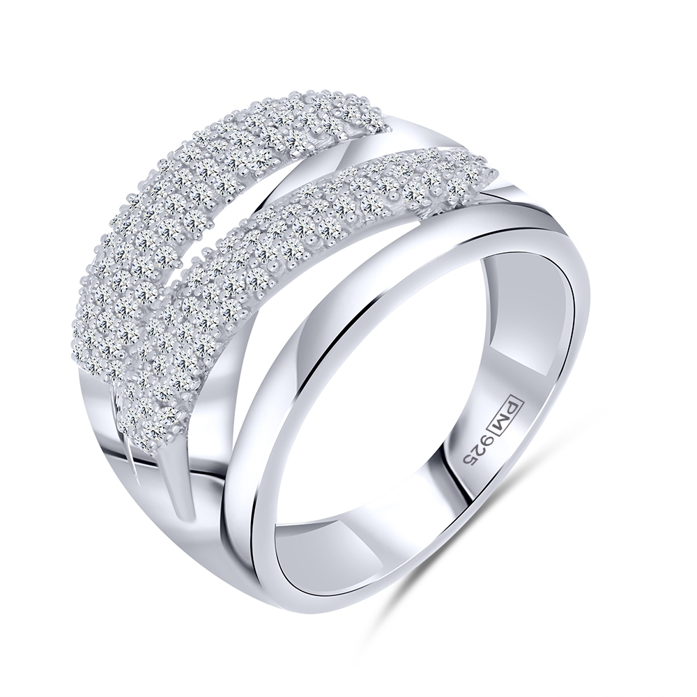 Prsteň  zo striebra s kameňmi SYN ZIRKÓN 5A- BIELY