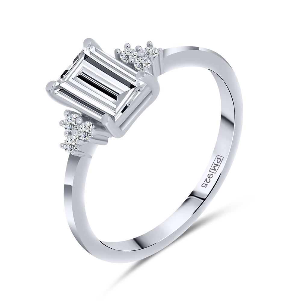 Prsteň  zo striebra s kameňmi KRIŠTAĽ, SYN ZIRKÓN 5A- BIELY