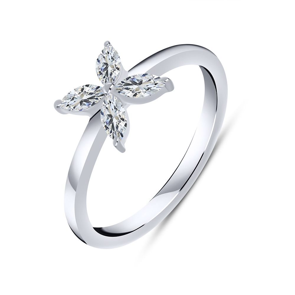 Prsteň  zo striebra s kameňmi SYN ZIRKÓN 5A- BIELY