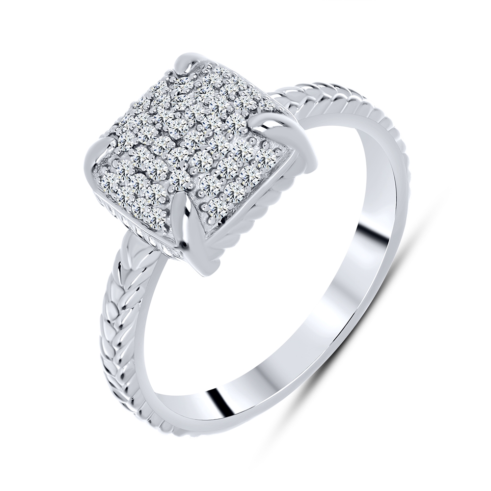 Prsteň  zo striebra s kameňmi SYN ZIRKÓN 5A- BIELY