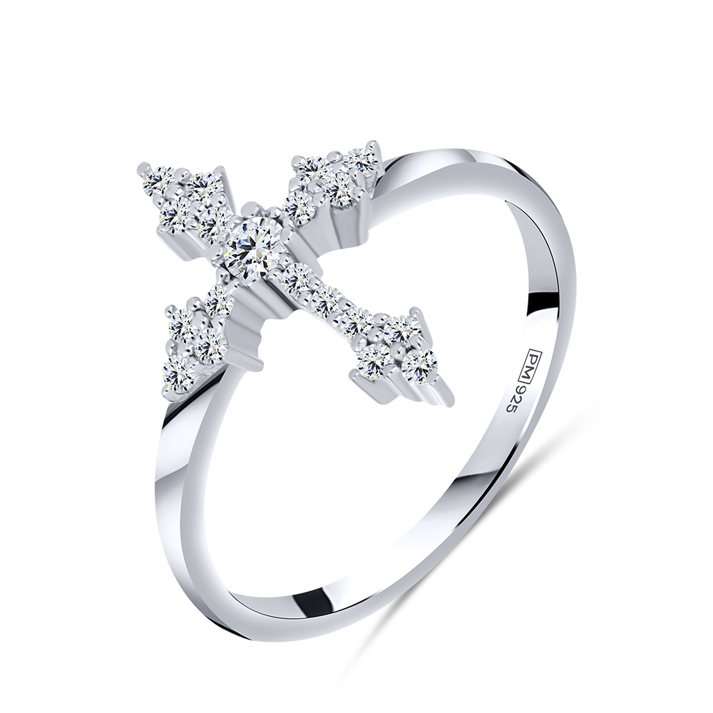 Prsteň  zo striebra s kameňmi SYN ZIRKÓN 5A- BIELY