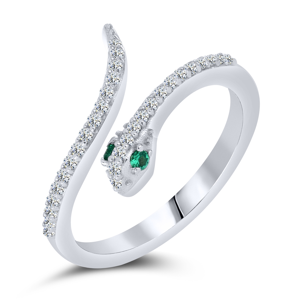 Prsteň  zo striebra s kameňmi NANO SMARAGD, SYN ZIRKÓN 5A- BIELY