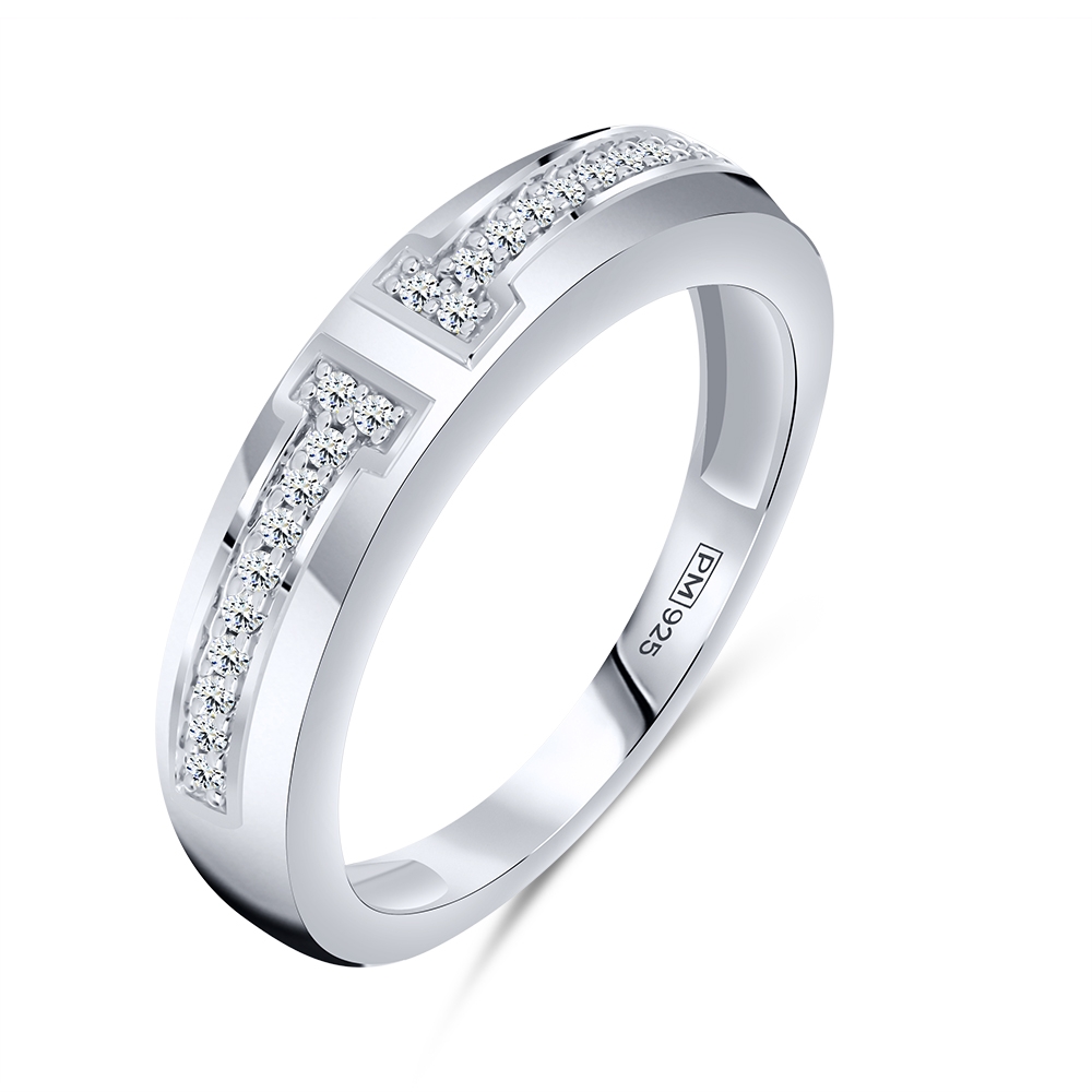 Prsteň  zo striebra s kameňmi SYN ZIRKÓN 5A- BIELY