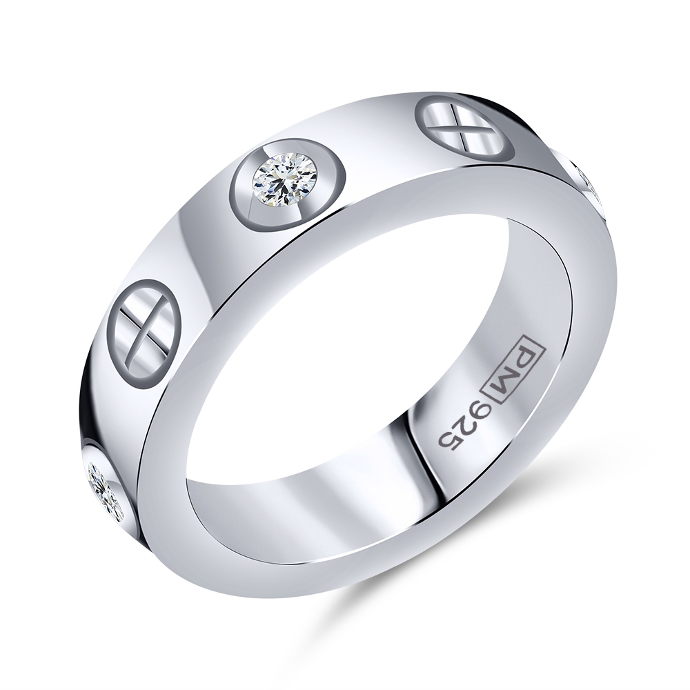 Prsteň  zo striebra s kameňmi SYN ZIRKÓN 5A- BIELY