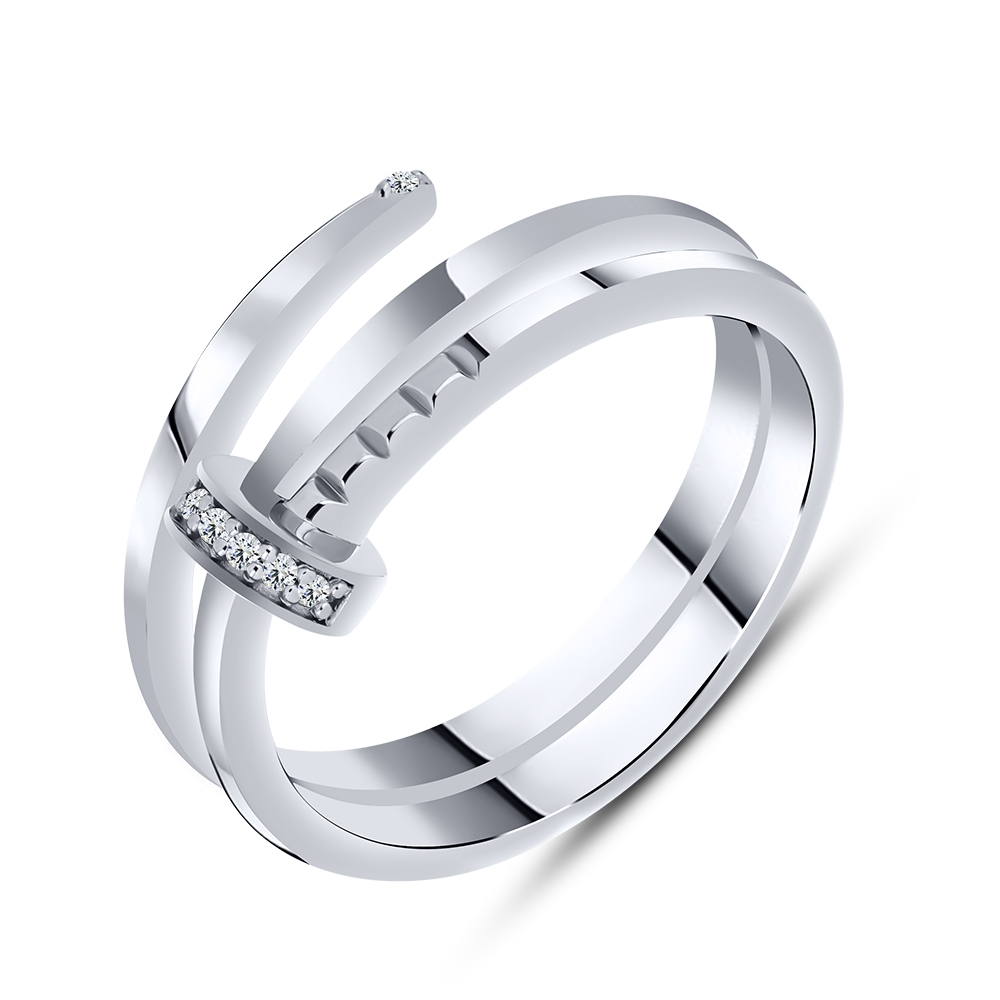 Prsteň  zo striebra s kameňmi SYN ZIRKÓN 5A- BIELY