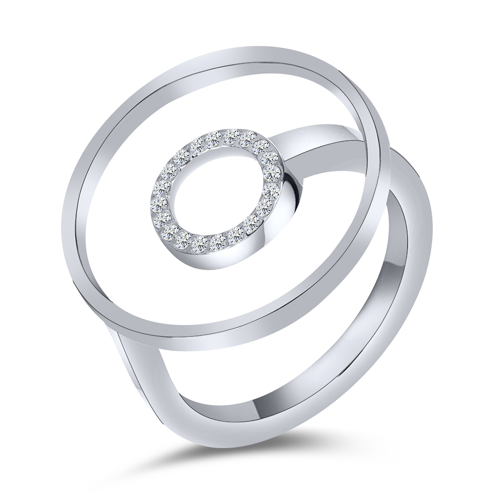 Prsteň  zo striebra s kameňmi SYN ZIRKÓN 5A- BIELY