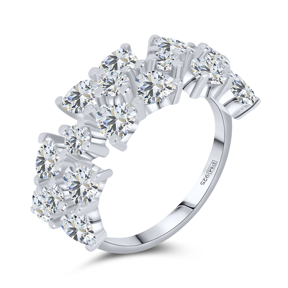 Prsteň  zo striebra s kameňmi SYN ZIRKÓN 5A- BIELY