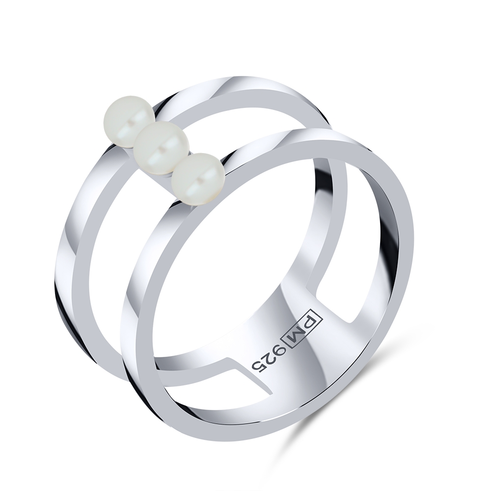 Prsteň  zo striebra s kameňmi KULT. RIEČNA PERLA- BIELA