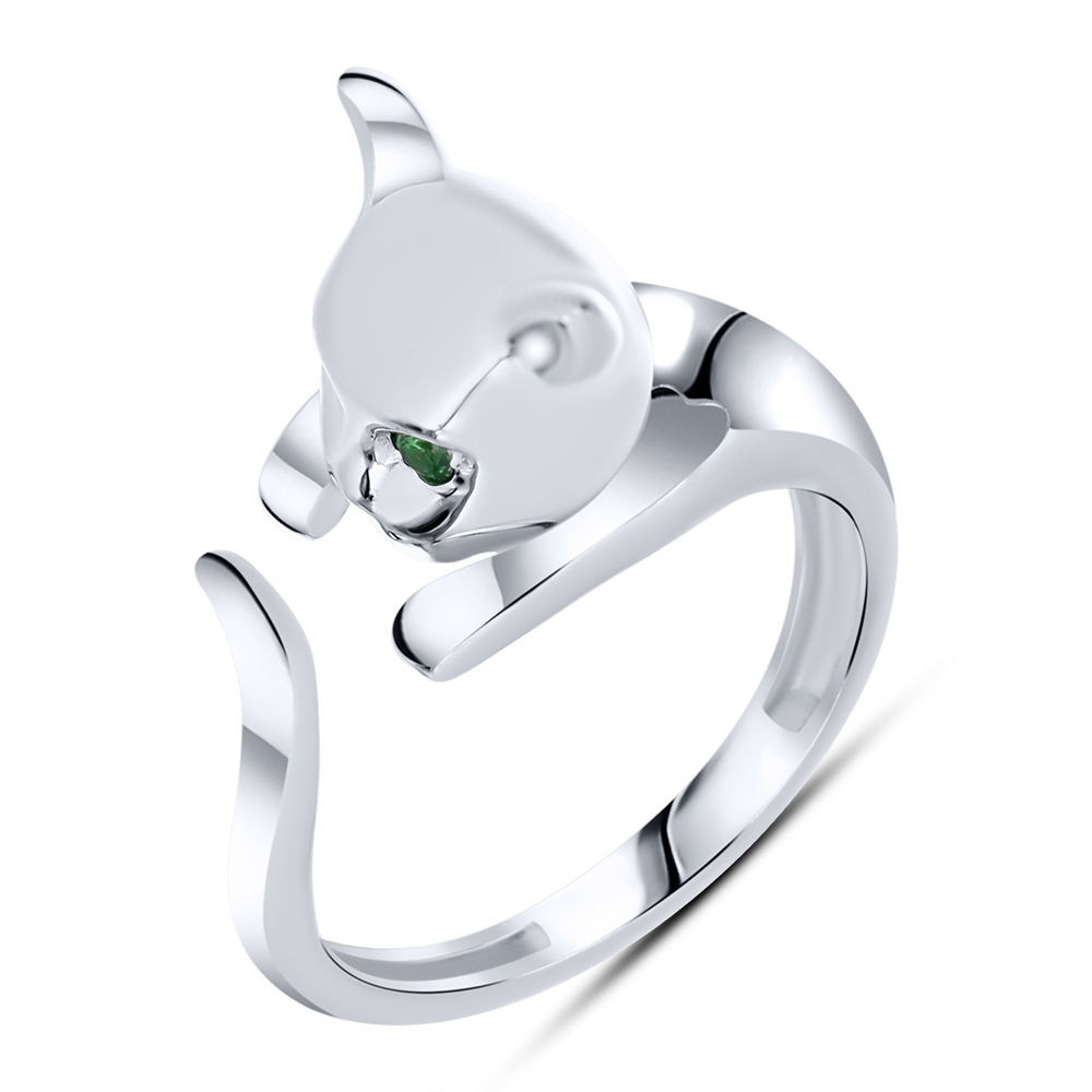 Prsteň  zo striebra s kameňmi SYN ZIRKÓN 5A- ZELENÝ