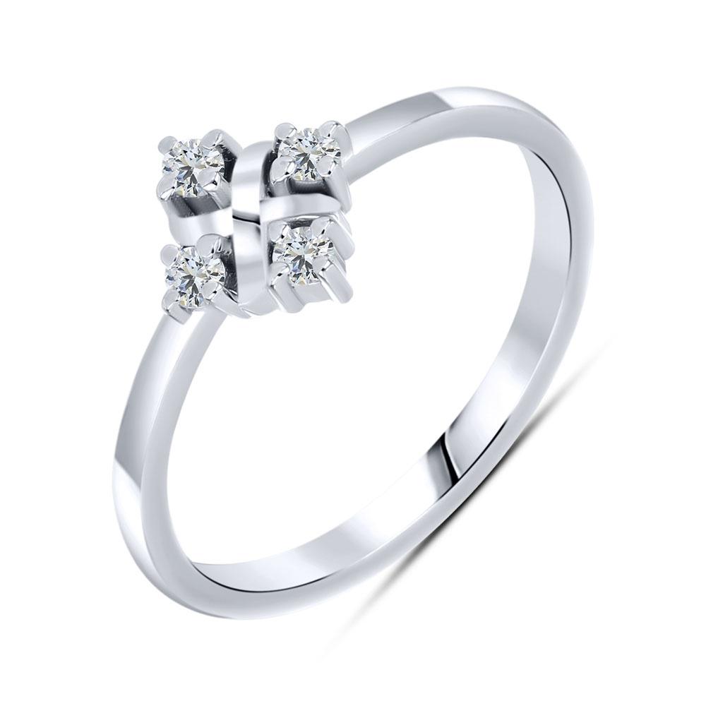 Prsteň  zo striebra s kameňmi SYN ZIRKÓN 5A- BIELY