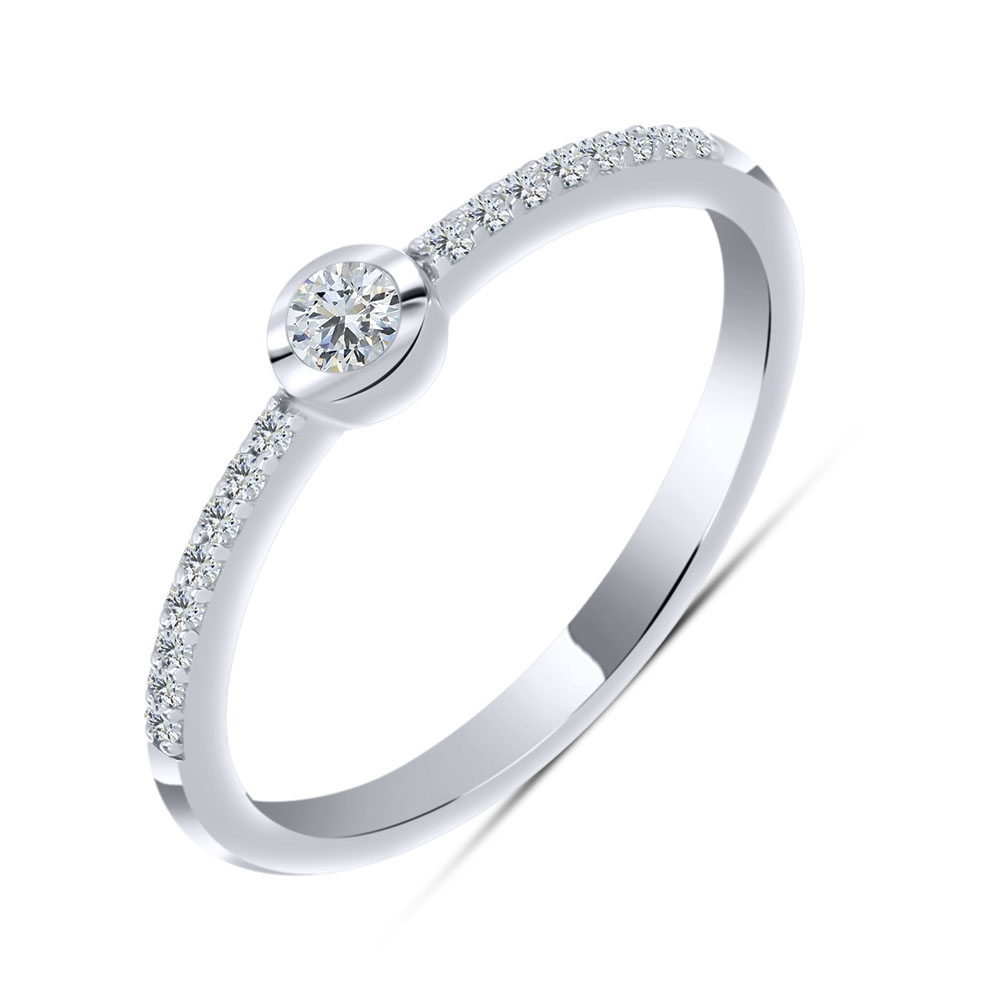 Prsteň  zo striebra s kameňmi SYN ZIRKÓN 5A- BIELY