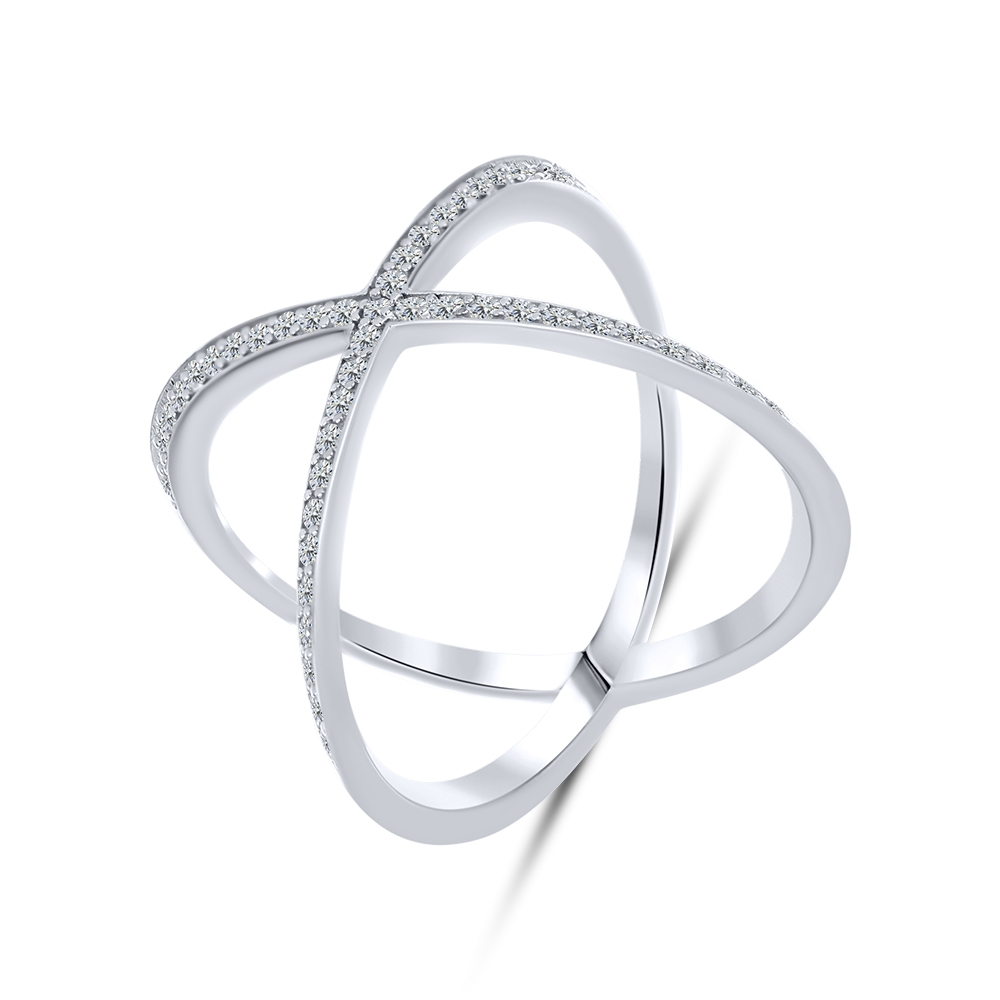 Prsteň  zo striebra s kameňmi SYN ZIRKÓN 5A- BIELY