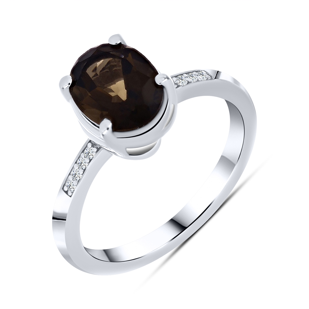 Prsteň  zo striebra s kameňmi ZÁHNEDA, SYN ZIRKÓN 5A- BIELY