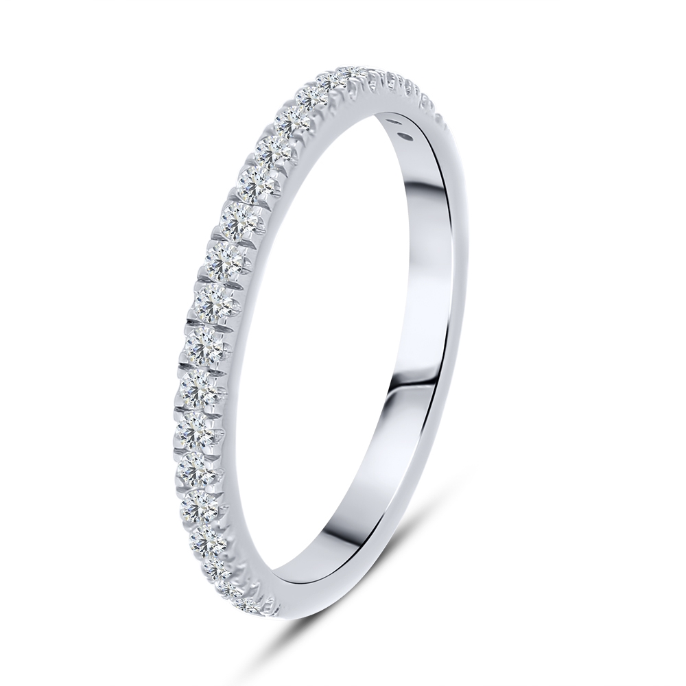 Prsteň  zo striebra s kameňmi SYN ZIRKÓN 5A- BIELY