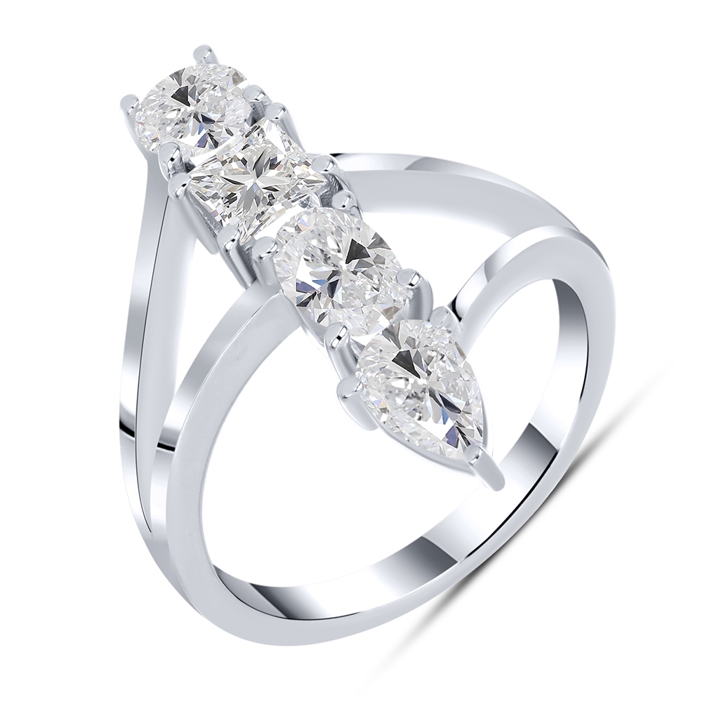 Prsteň  zo striebra s kameňmi SYN ZIRKÓN 5A- BIELY