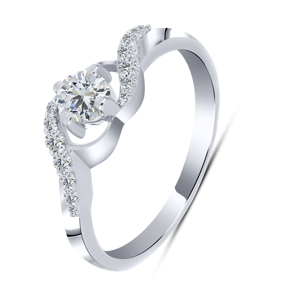 Prsteň  zo striebra s kameňmi SYN ZIRKÓN 5A- BIELY