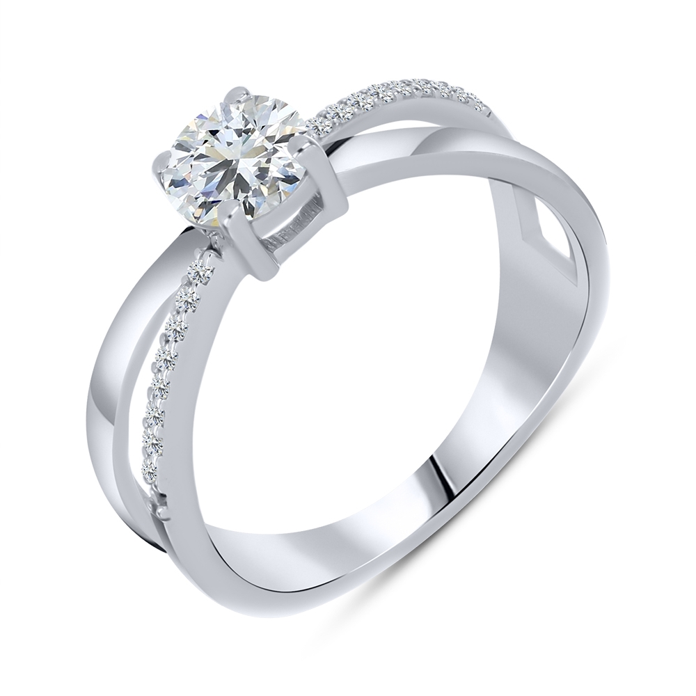 Prsteň  zo striebra s kameňmi SYN ZIRKÓN 5A- BIELY