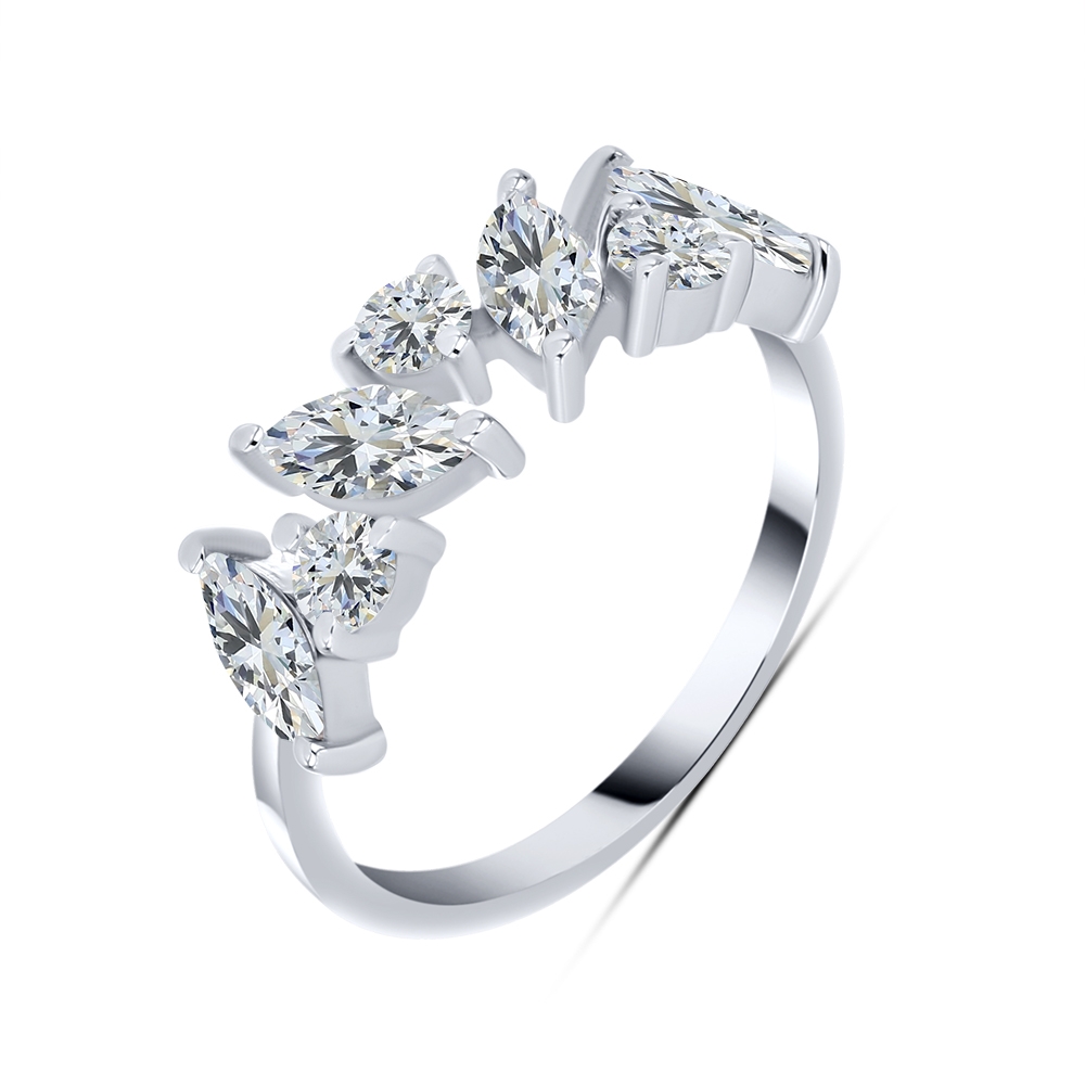 Prsteň  zo striebra s kameňmi SYN ZIRKÓN 5A- BIELY