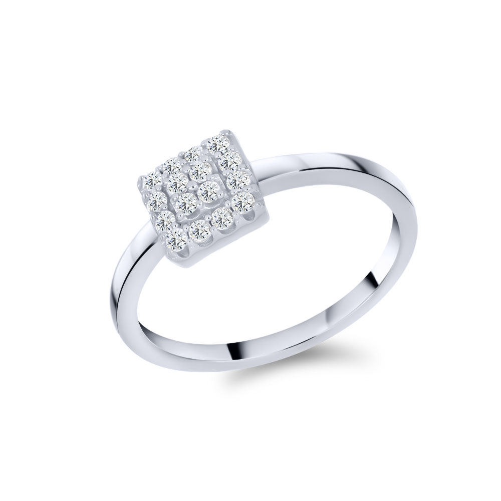 Prsteň  zo striebra s kameňmi SYN ZIRKÓN 5A- BIELY