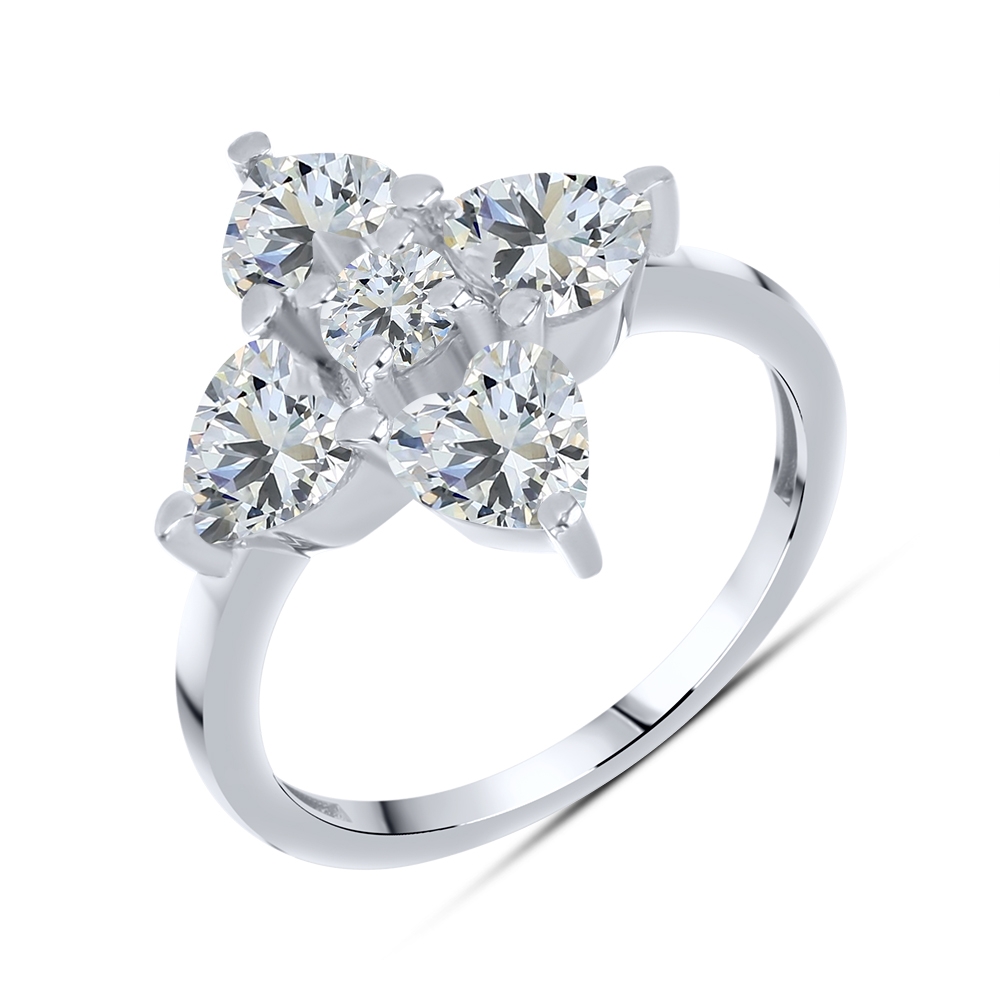 Prsteň  zo striebra s kameňmi SYN ZIRKÓN 5A- BIELY