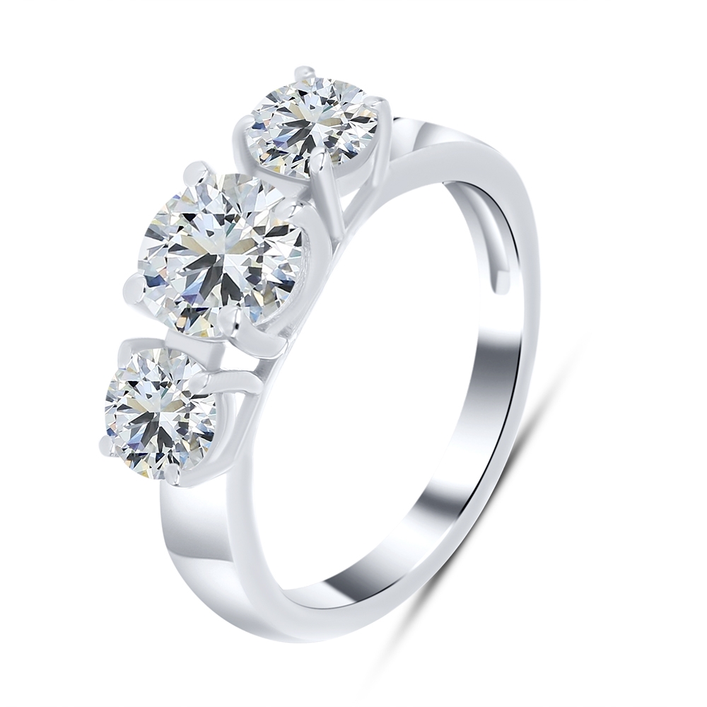 Prsteň  zo striebra s kameňmi SYN ZIRKÓN 5A- BIELY