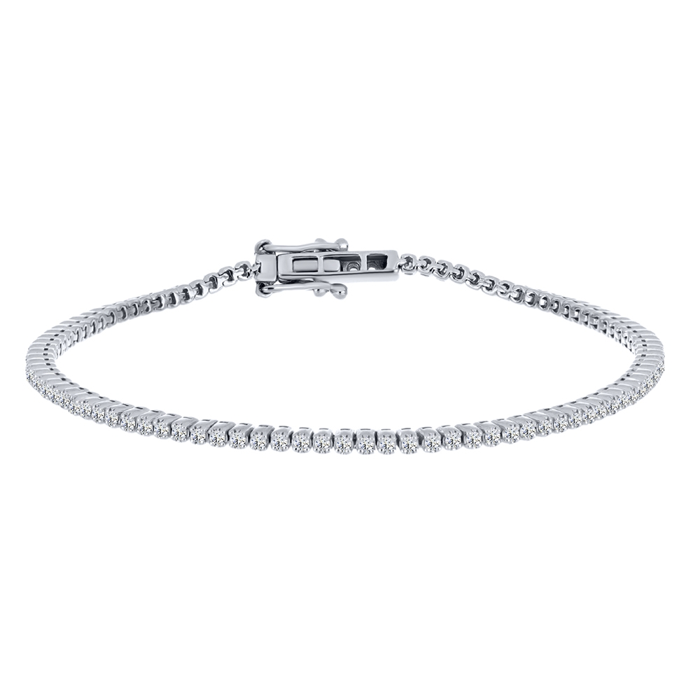 Náramok z bieleho zo striebra s kameňmi SYN ZIRKÓN 5A- BIELY