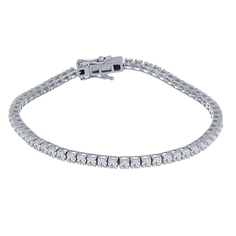 Náramok z bieleho zo striebra s kameňmi SYN ZIRKÓN 5A- BIELY