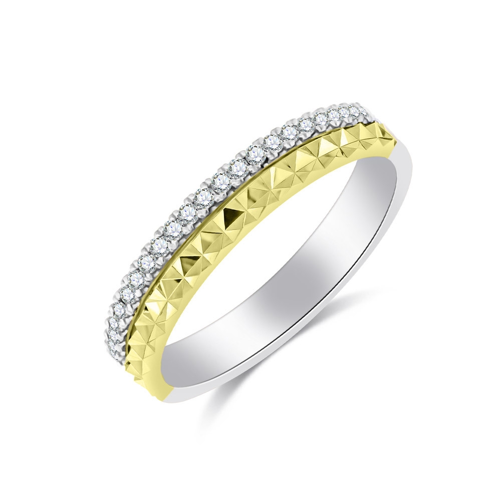 Prsteň z bieleho a zo žltého zlata s kameňmi Diamant