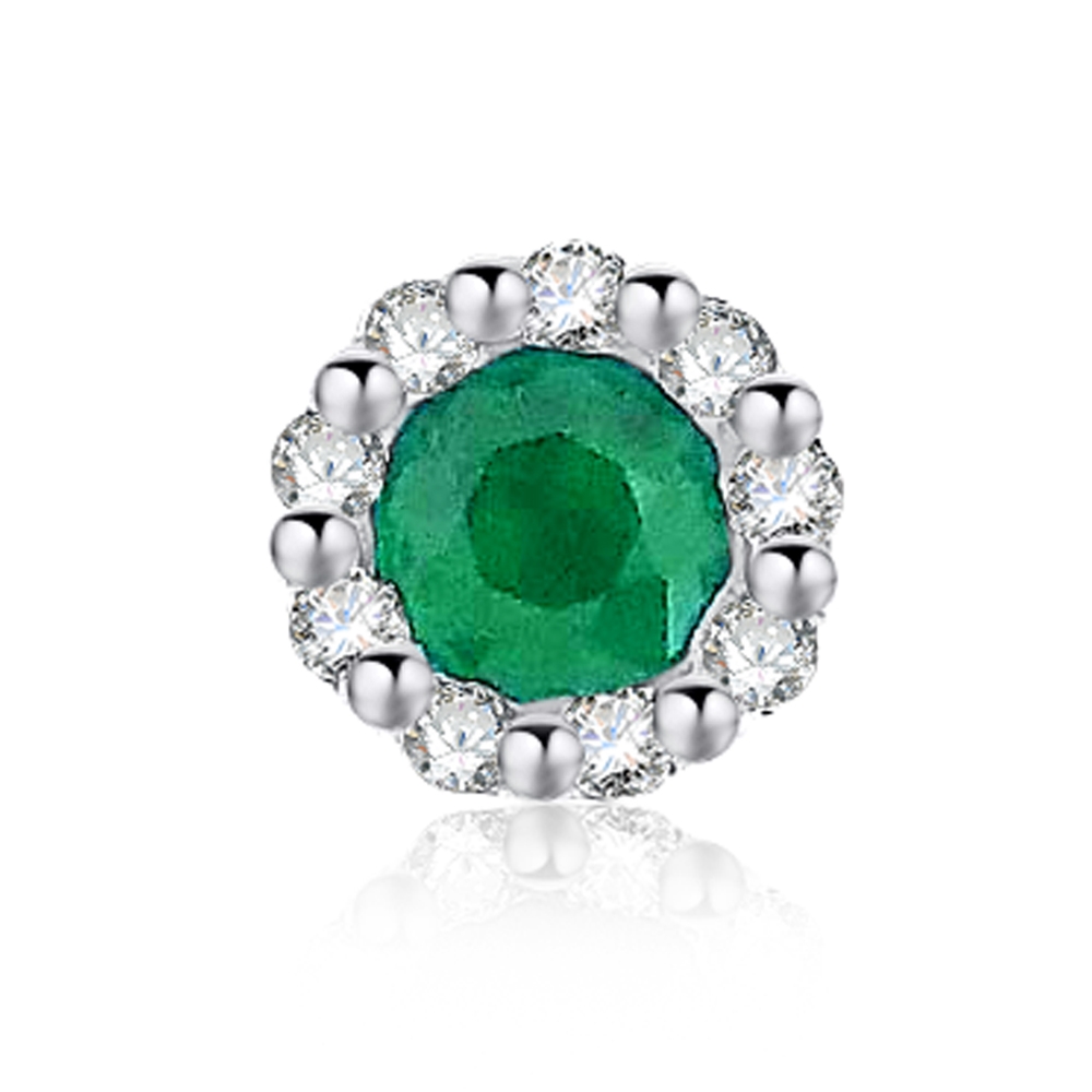 Prívesok z bieleho zlata s kameňmi Diamant, Smaragd