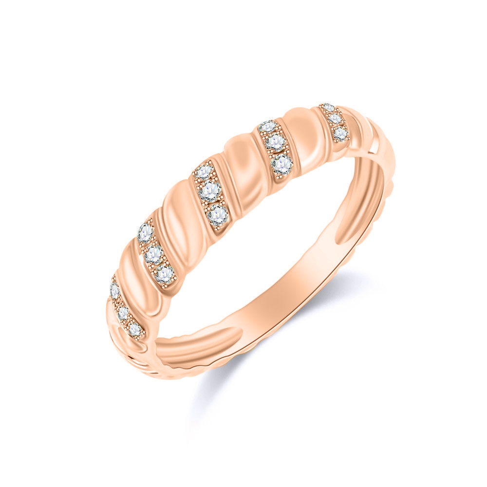 Prsteň z ružového zlata s kameňmi Diamant