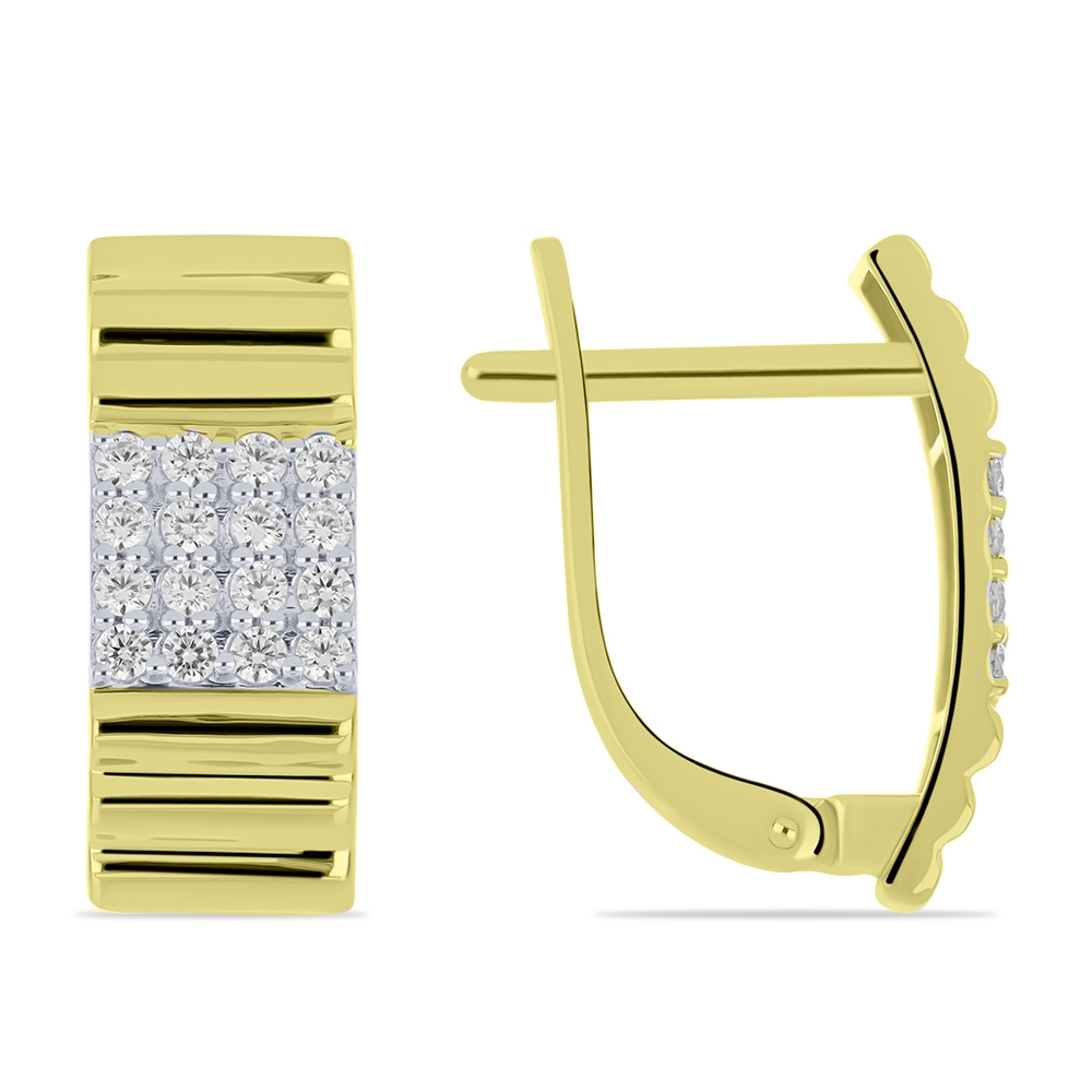 Náušnice zo žltého zlata s kameňmi SYN ZIRKÓN 5A- BIELY