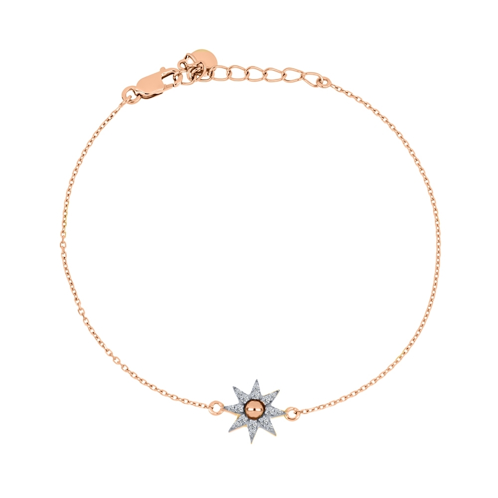 Náramok z ružového zlata s kameňmi SYN ZIRKÓN 5A- BIELY