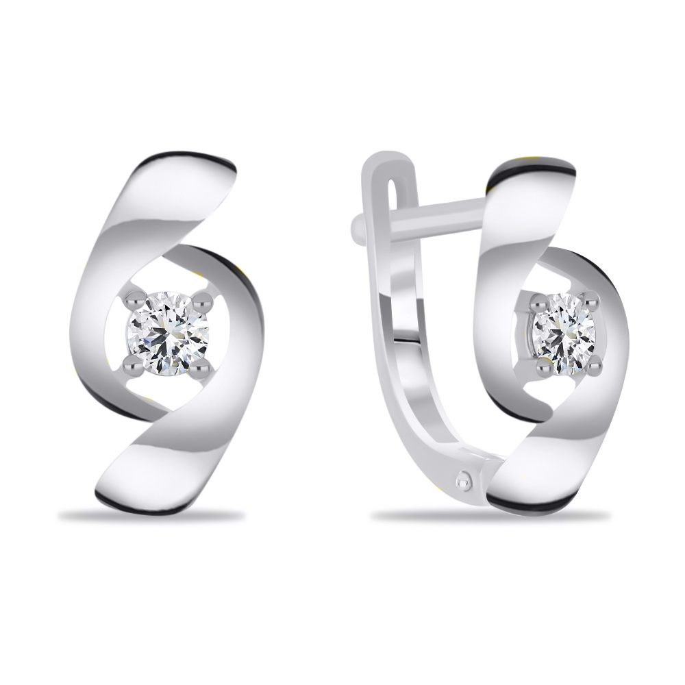 Náušnice z bieleho zlata s kameňmi SYN ZIRKÓN 5A- BIELY