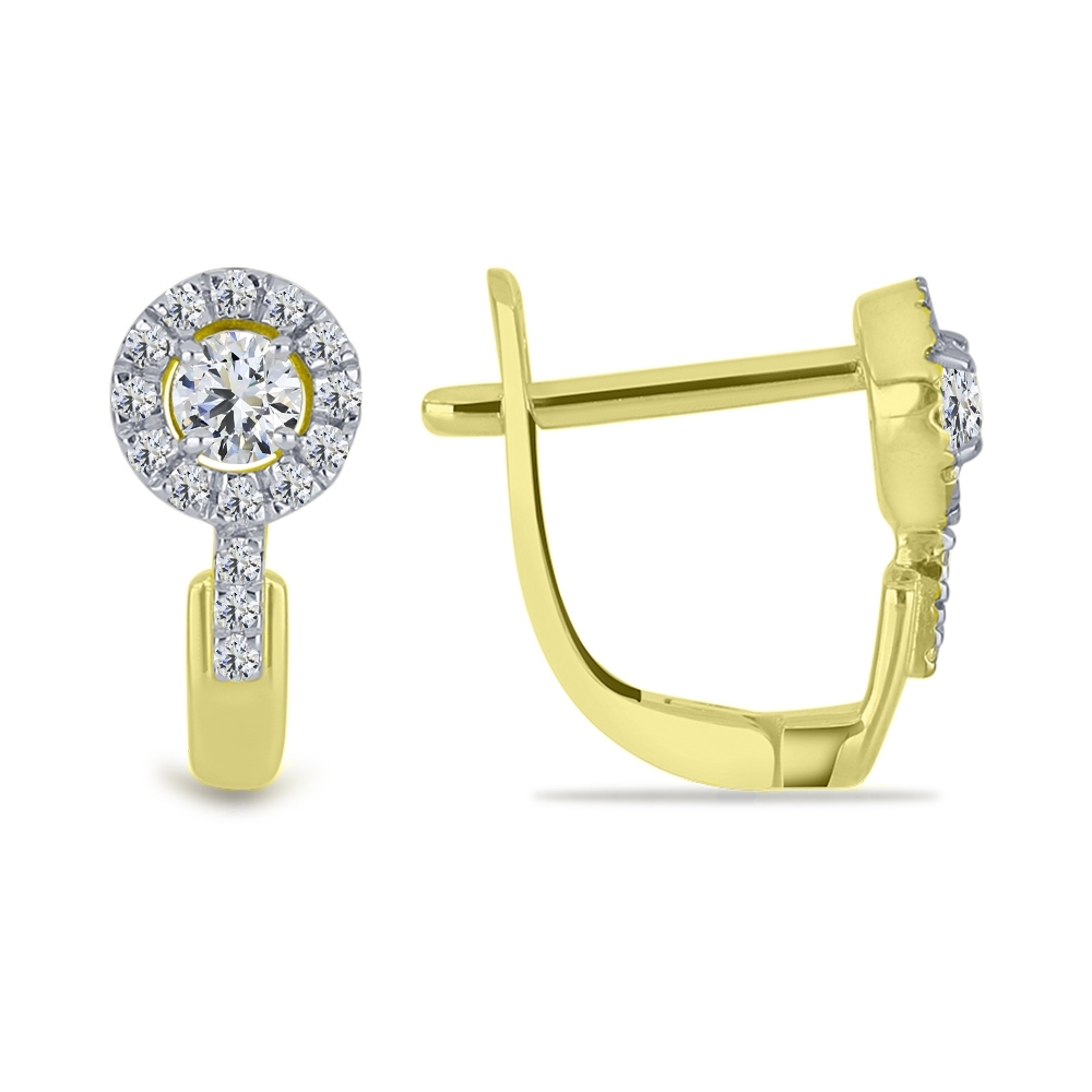 Náušnice zo žltého zlata s kameňmi SYN ZIRKÓN 5A- BIELY