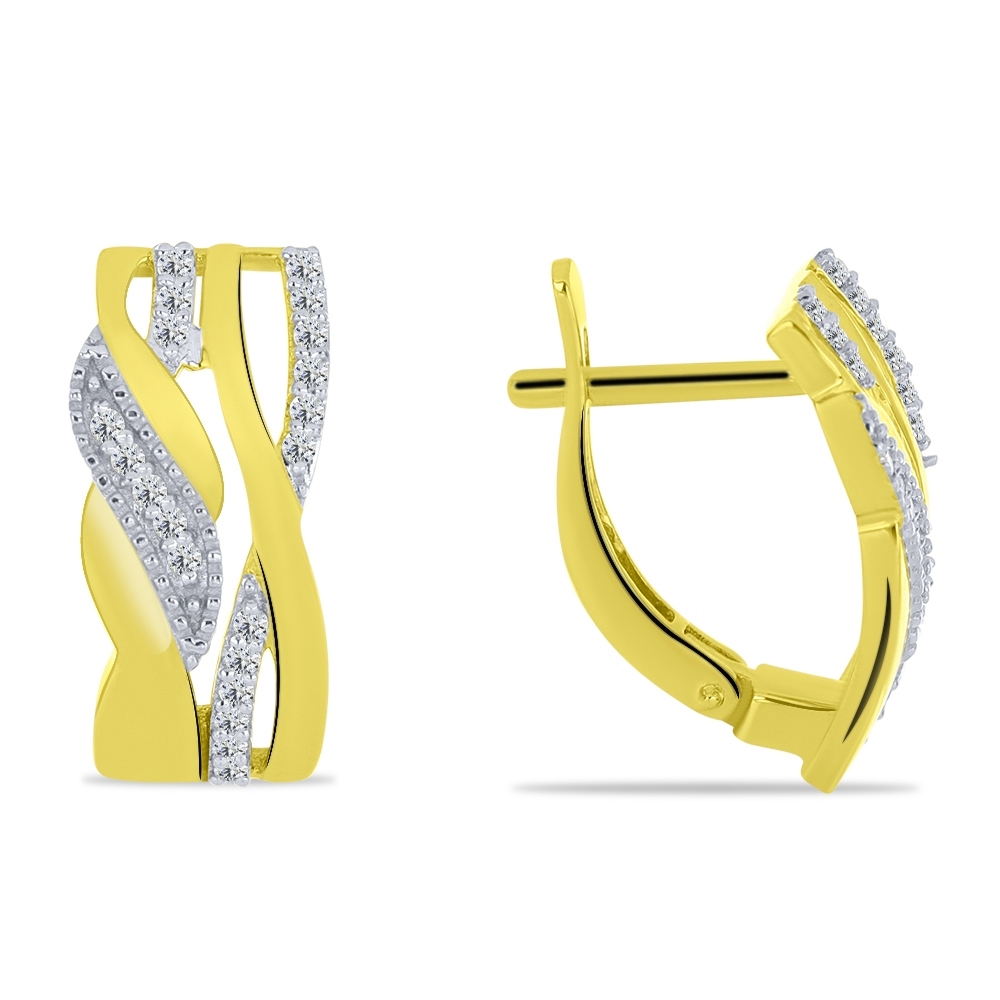 Náušnice zo žltého zlata s kameňmi SYN ZIRKÓN 5A- BIELY