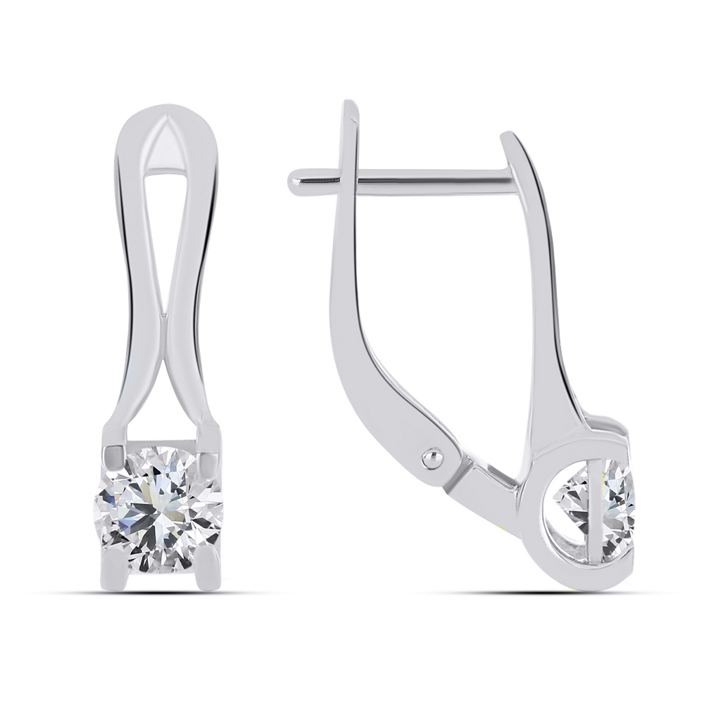 Náušnice z bieleho zlata s kameňmi SYN ZIRKÓN 5A- BIELY