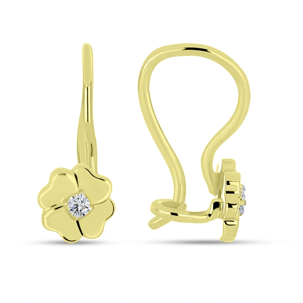 Náušnice zo žltého zlata s kameňmi SYN ZIRKÓN 5A- BIELY