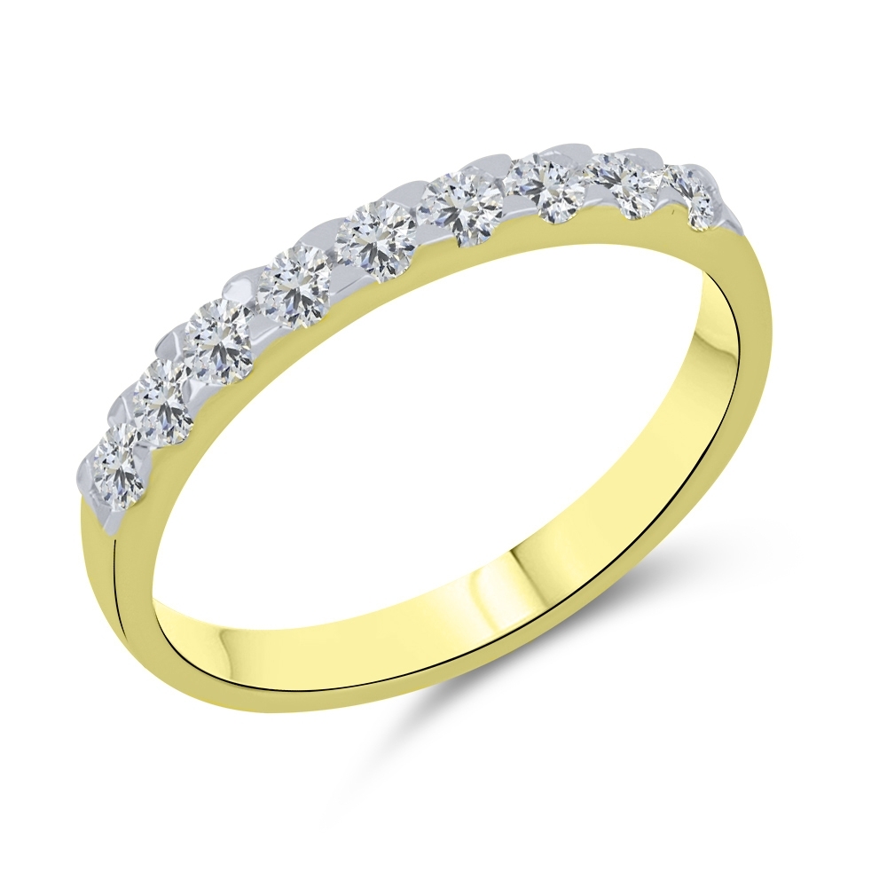 Prsteň zo žltého zlata s kameňmi SYN ZIRKÓN 5A- BIELY