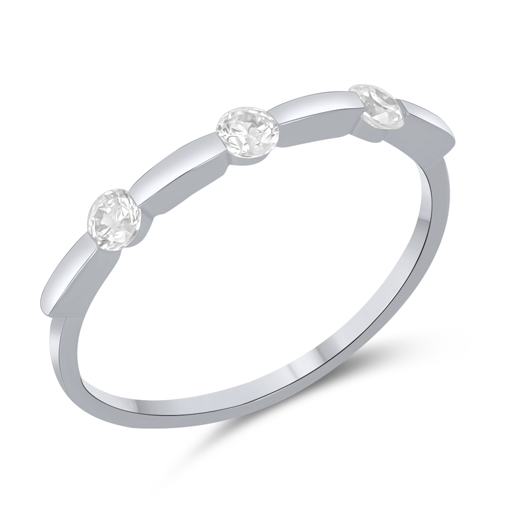 Prsteň z bieleho zlata s kameňmi SYN ZIRKÓN 5A- BIELY